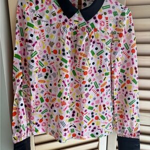 Kate Spade Multicolor Patterned Blouse with Black Collar